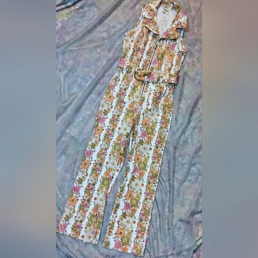 Vintage Floral Jean Jumpsuit